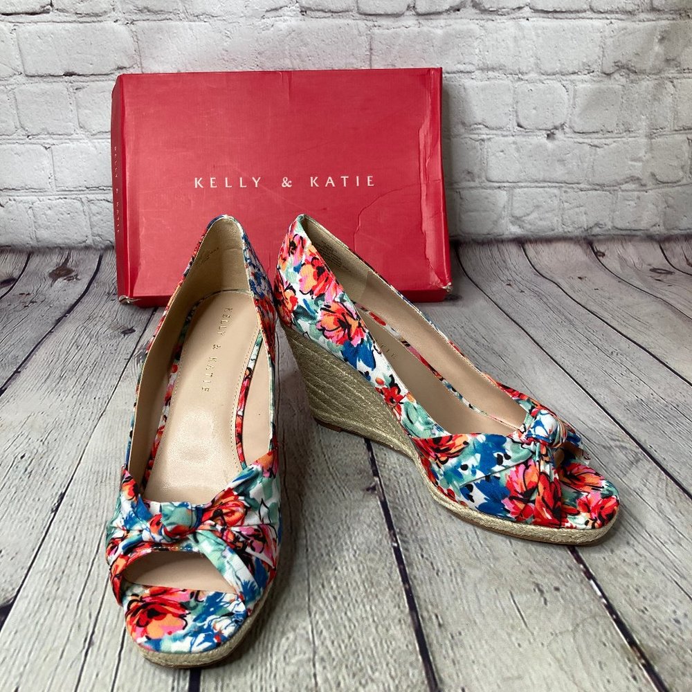 Kelly & Katie Floral Wedge Peep Toe